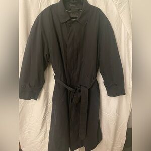 Men’s Vintage Oscar De La Renta Menswear Black Trench Coat Removabke Wool Liner